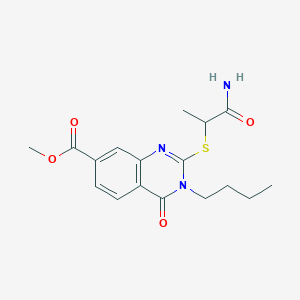 2-[(1-Amino-1-oxopropan-2-yl)thio]-3-butyl-4-oxo-7-quinazolinecarboxylic acid methyl ester