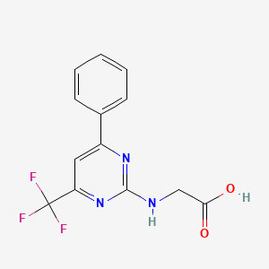 molecular formula C13H10F3N3O2 B12445795 N-[6-Phenyl-4-(trifluoromethyl)pyrimidin-2-yl]glycine 
