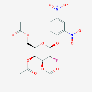 molecular formula C18H19FN2O12 B124458 [(2R,3S,4S,5R,6S)-3,4-diacetyloxy-6-(2,4-dinitrophenoxy)-5-fluorooxan-2-yl]methyl acetate CAS No. 207975-84-6