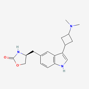 2-Oxazolidinone, 4-((3-(trans-3-(dimethylamino)cyclobutyl)-1H-indol-5-yl)methyl)-, (4S)-
