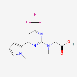 molecular formula C13H13F3N4O2 B12445852 N-Methyl-N-[6-(1-methylpyrrol-2-yl)-4-(trifluoromethyl)pyrimidin-2-yl]glycine 