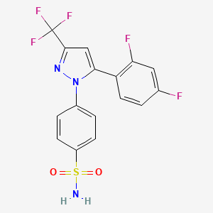 molecular formula C16H10F5N3O2S B1244586 4-[5-(2,4-Difluorophenyl)-3-(trifluoromethyl)pyrazol-1-yl]benzenesulfonamide 