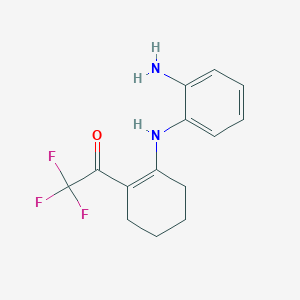 molecular formula C14H15F3N2O B12446013 1-[2-(2-Aminoanilino)cyclohexen-1-yl]-2,2,2-trifluoro-ethanone 