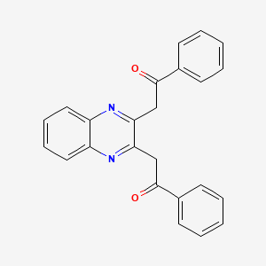 molecular formula C24H18N2O2 B12446089 2,2'-(Quinoxaline-2,3-diyl)bis(1-phenylethan-1-one) CAS No. 51425-15-1