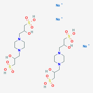 molecular formula C20H44N4Na3O16S4 B12446126 3,3'-(Piperazine-1,4-diyl)bis(2-hydroxypropane-1-sulfonic acid), sodium salt(2:3) 