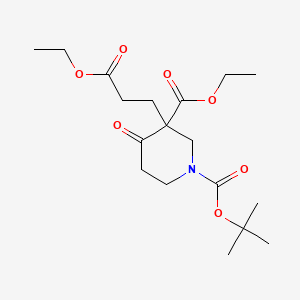 molecular formula C18H29NO7 B12446175 1-Tert-butyl 3-ethyl 3-(3-ethoxy-3-oxopropyl)-4-oxopiperidine-1,3-dicarboxylate 