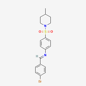 molecular formula C19H21BrN2O2S B12446193 N-[(E)-(4-bromophenyl)methylidene]-4-[(4-methylpiperidin-1-yl)sulfonyl]aniline 