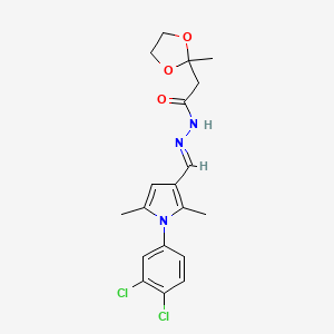 molecular formula C19H21Cl2N3O3 B1244633 (2-Methyl-[1,3]dioxolan-2-yl)-acetic acid [1-(3,4-dichloro-phenyl)-2,5-dimethyl-1H-pyrrol-3-ylmethylene]-hydrazide 