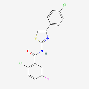 molecular formula C16H9Cl2IN2OS B12446436 2-chloro-N-[4-(4-chlorophenyl)-1,3-thiazol-2-yl]-5-iodobenzamide 