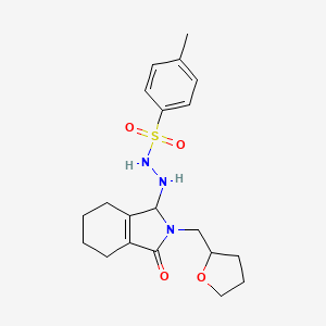 molecular formula C20H27N3O4S B12446449 4-methyl-N'-[3-oxo-2-(oxolan-2-ylmethyl)-4,5,6,7-tetrahydro-1H-isoindol-1-yl]benzenesulfonohydrazide 