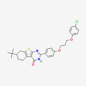 molecular formula C29H31ClN2O3S B12446469 7-tert-butyl-2-{4-[3-(4-chlorophenoxy)propoxy]phenyl}-5,6,7,8-tetrahydro[1]benzothieno[2,3-d]pyrimidin-4(3H)-one 