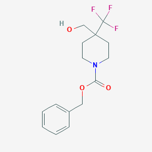 molecular formula C15H18F3NO3 B12446473 Benzyl 4-(hydroxymethyl)-4-(trifluoromethyl)piperidine-1-carboxylate 