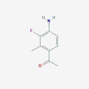 molecular formula C9H10FNO B12446536 1-(4-Amino-3-fluoro-2-methylphenyl)ethanone 