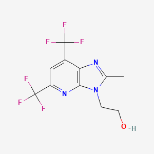 molecular formula C11H9F6N3O B12446550 2-(2-Methyl-5,7-bis(trifluoromethyl)-3H-imidazo-[4,5-b]-pyridin-3-yl)ethanol 