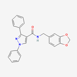 molecular formula C24H19N3O3 B12446580 N-(1,3-benzodioxol-5-ylmethyl)-1,3-diphenyl-1H-pyrazole-4-carboxamide 