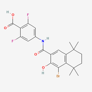molecular formula C22H22BrF2NO4 B1244660 4-[(4-Bromo-3-hydroxy-5,5,8,8-tetramethyl-5,6,7,8-tetrahydro-naphthalene-2-carbonyl)-amino]-2,6-difluoro-benzoic acid 