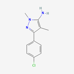 molecular formula C11H12ClN3 B12446632 3-(4-Chlorophenyl)-1,4-dimethyl-1H-pyrazol-5-amine 