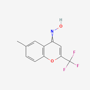 molecular formula C11H8F3NO2 B12446664 N-[6-methyl-2-(trifluoromethyl)chromen-4-ylidene]hydroxylamine 