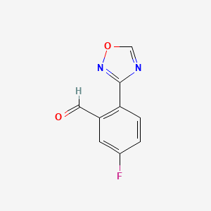 molecular formula C9H5FN2O2 B12446702 5-Fluoro-2-(1,2,4-oxadiazol-3-yl)benzaldehyde 