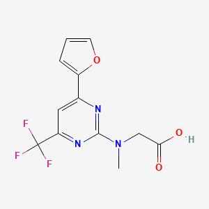 molecular formula C12H10F3N3O3 B12446722 N-[6-(2-Furyl)-4-(trifluoromethyl)pyrimidin-2-yl]-N-methylglycine 