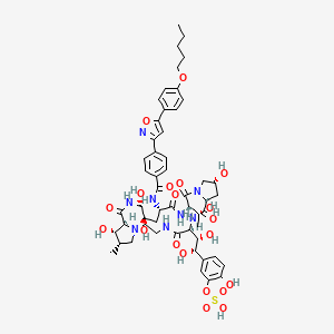 molecular formula C53H68N8O20S B12446790 [5-[(1S,2S)-1,2-dihydroxy-2-[(6S,9S,11R,15S,18S,20R,21R,24S,25S,26S)-11,20,21,25-tetrahydroxy-15-[(1R)-1-hydroxyethyl]-26-methyl-5,8,14,17,23-pentaoxo-18-[[4-[5-(4-pentoxyphenyl)-1,2-oxazol-3-yl]benzoyl]amino]-1,4,7,13,16,22-hexazatricyclo[22.3.0.09,13]heptacosan-6-yl]ethyl]-2-hydroxyphenyl] hydrogen sulfate 