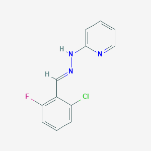 molecular formula C12H9ClFN3 B1244692 N-[(E)-(2-chloro-6-fluorophenyl)methylideneamino]pyridin-2-amine 