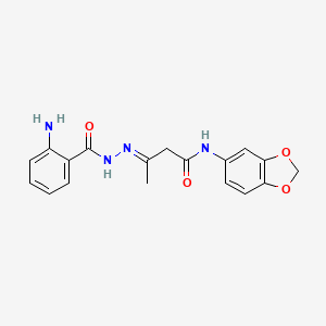 molecular formula C18H18N4O4 B1244694 3-[(2-Amino-benzoyl)-hydrazono]-N-benzo[1,3]dioxol-5-yl-butyramide 