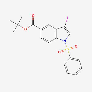 molecular formula C19H18INO4S B12446940 Tert-butyl 1-phenylsulfonyl-3-iodoindole-5 carboxylate 