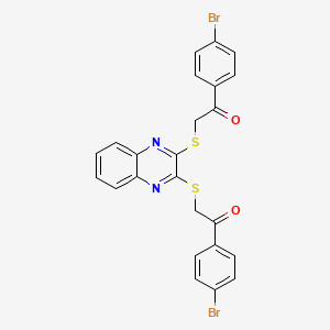 molecular formula C24H16Br2N2O2S2 B12446955 2,2'-(Quinoxaline-2,3-diyldisulfanediyl)bis[1-(4-bromophenyl)ethanone] 