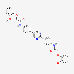 molecular formula C34H30N4O6 B12446979 2-(2-methoxyphenoxy)-N-[4-[2-[4-[[2-(2-methoxyphenoxy)acetyl]amino]phenyl]pyrimidin-5-yl]phenyl]acetamide CAS No. 5838-04-0