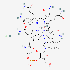 molecular formula C62H91ClCoN13O15P- B12447045 cobalt(3+);[5-(5,6-dimethyl-2H-benzimidazol-3-id-1-yl)-4-hydroxy-2-(hydroxymethyl)oxolan-3-yl] 1-[3-[2,13,18-tris(2-amino-2-oxoethyl)-7,12,17-tris(3-amino-3-oxopropyl)-3,5,8,8,13,15,18,19-octamethyl-2,7,12,17-tetrahydro-1H-corrin-21-id-3-yl]propanoylamino]propan-2-yl phosphate;hydroxide;hydrochloride 