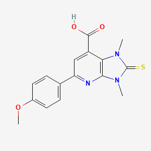 molecular formula C16H15N3O3S B12447155 2,3-Dihydro-5-(4-methoxyphenyl)-1,3-dimethyl-2-thioxo-1H-imidazo-[4,5-b]-pyridine-7-carboxylic acid 