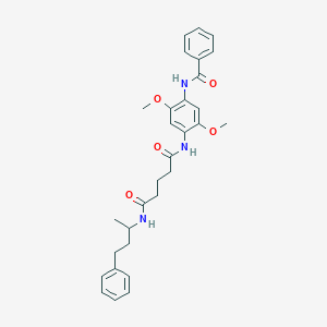 molecular formula C30H35N3O5 B12447156 N-(4-benzamido-2,5-dimethoxyphenyl)-N'-(4-phenylbutan-2-yl)pentanediamide 
