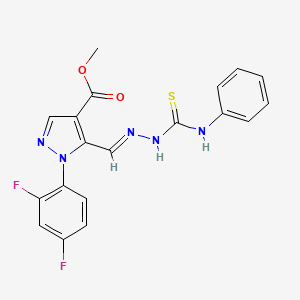 molecular formula C19H15F2N5O2S B1244717 methyl 1-(2,4-difluorophenyl)-5-[(E)-(phenylcarbamothioylhydrazinylidene)methyl]pyrazole-4-carboxylate 