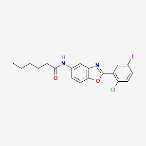 molecular formula C19H18ClIN2O2 B12447188 N-[2-(2-chloro-5-iodophenyl)-1,3-benzoxazol-5-yl]hexanamide 