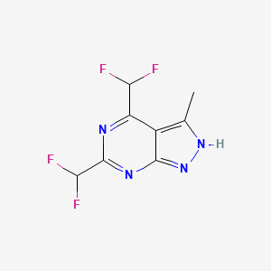 molecular formula C8H6F4N4 B12447203 4,6-Bis(difluoromethyl)-3-methyl-1H-pyrazolo-[3,4-d]-pyrimidine 