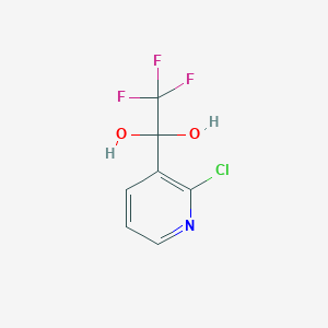 molecular formula C7H5ClF3NO2 B12447244 1-(2-Chloropyridin-3-YL)-2,2,2-trifluoroethane-1,1-diol CAS No. 1057657-65-4