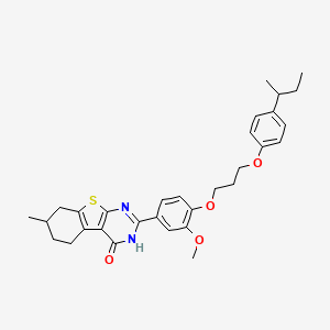 molecular formula C31H36N2O4S B12447253 2-(4-{3-[4-(butan-2-yl)phenoxy]propoxy}-3-methoxyphenyl)-7-methyl-5,6,7,8-tetrahydro[1]benzothieno[2,3-d]pyrimidin-4(3H)-one 