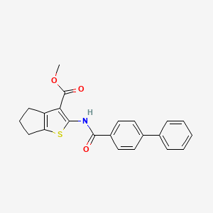 molecular formula C22H19NO3S B12447257 methyl 2-[(biphenyl-4-ylcarbonyl)amino]-5,6-dihydro-4H-cyclopenta[b]thiophene-3-carboxylate 
