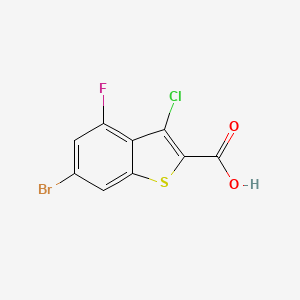 molecular formula C9H3BrClFO2S B12447282 6-Bromo-3-chloro-4-fluoro-1-benzothiophene-2-carboxylic acid 