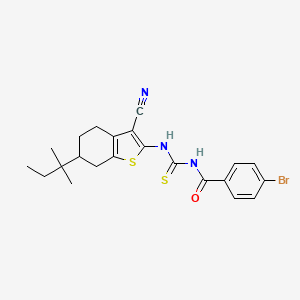 molecular formula C22H24BrN3OS2 B12447285 4-bromo-N-{[3-cyano-6-(2-methylbutan-2-yl)-4,5,6,7-tetrahydro-1-benzothiophen-2-yl]carbamothioyl}benzamide 