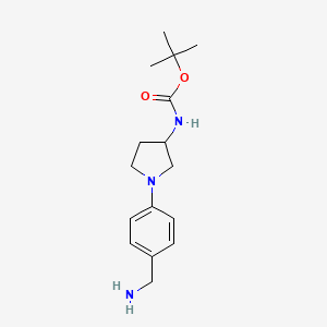 molecular formula C16H25N3O2 B12447312 tert-Butyl (1-(4-(aminomethyl)phenyl)pyrrolidin-3-yl)carbamate 