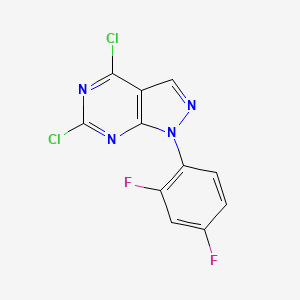 molecular formula C11H4Cl2F2N4 B12447343 4,6-Dichloro-1-(2,4-difluorophenyl)pyrazolo[3,4-D]pyrimidine CAS No. 1260764-81-5