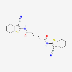 molecular formula C24H26N4O2S2 B12447375 N,N'-bis(3-cyano-4,5,6,7-tetrahydro-1-benzothiophen-2-yl)hexanediamide 