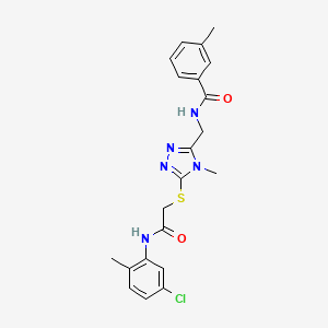molecular formula C21H22ClN5O2S B12447381 N-{[5-({2-[(5-chloro-2-methylphenyl)amino]-2-oxoethyl}sulfanyl)-4-methyl-4H-1,2,4-triazol-3-yl]methyl}-3-methylbenzamide 
