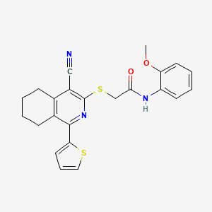 molecular formula C23H21N3O2S2 B12447388 2-{[4-cyano-1-(thiophen-2-yl)-5,6,7,8-tetrahydroisoquinolin-3-yl]sulfanyl}-N-(2-methoxyphenyl)acetamide 
