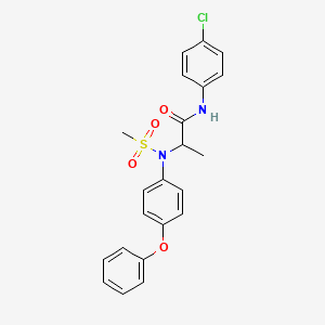 molecular formula C22H21ClN2O4S B12447396 N-(4-chlorophenyl)-N~2~-(methylsulfonyl)-N~2~-(4-phenoxyphenyl)alaninamide 