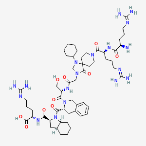 (2S)-2-[[(2S,3aS,7aS)-1-[(3R)-2-[(2S)-2-[[2-[8-[(2S)-2-[[(2R)-2-amino-5-(diaminomethylideneamino)pentanoyl]amino]-5-(diaminomethylideneamino)pentanoyl]-1-cyclohexyl-4-oxo-1,3,8-triazaspiro[4.5]decan-3-yl]acetyl]amino]-3-hydroxypropanoyl]-3,4-dihydro-1H-isoquinoline-3-carbonyl]-2,3,3a,4,5,6,7,7a-octahydroindole-2-carbonyl]amino]-5-(diaminomethylideneamino)pentanoic acid
