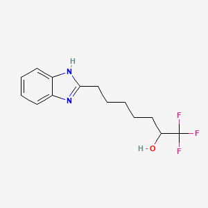 molecular formula C14H17F3N2O B12447441 2-(7,7,7-Trifluoro-6-hydroxyheptyl)benzimidazole 
