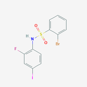 molecular formula C12H8BrFINO2S B12447464 2-bromo-N-(2-fluoro-4-iodophenyl)benzenesulfonamide 